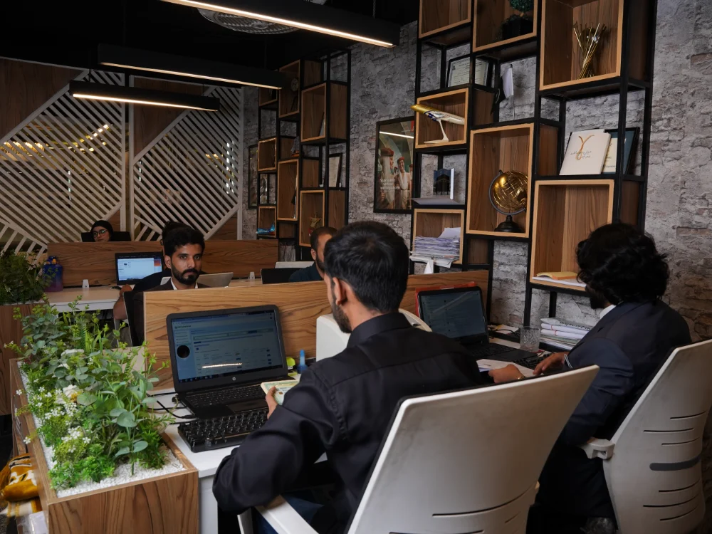 Al Zohra Travel & Tours colleagues at work in the Blue Area office